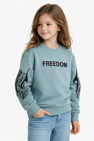 Kız Çocuk Kol Baskılı Sweatshirt Bgl-st05272 Açık Yeşil