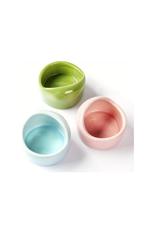 Honeybeeshop 3 Parça Seramik Hamster Kasesi Random Color 3 Pieces Sıçrama Dayanıklı Devrilmez Çiğnemeye Dayanıklı Kolay Temizlenir Hamster Ginepig Chinchilla Kirpi