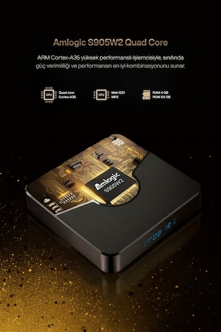 4k Android Tv Box, Wıfı 5g, 4/64 Gb, Usb Ve Hafıza Kartı Girişli, Akıllı Kumandalı, Video Oynatıcı