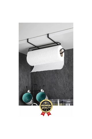 Özel Üretim Pratik Dayanıklı Dolap Kapağına Uyumlu Paslanmaz Metal Siyah Kağıt Havluluk Askı 28x13cm Diğer