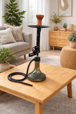 Modern Nargile Takımı 60 Cm Cam Şişe Siyah Gövde Balkon & Teras Keyfi Yüksek Performans