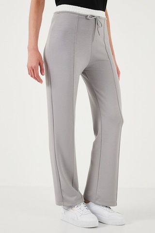Lela Streç Slim Fit Yüksek Bel Geniş Paça Çimalı Bayan Eşofman Altı 5866078 Gri