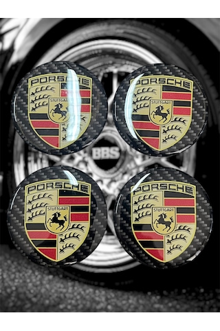 Porsche Jant Göbeği 4 Lü Oto Universal Jant Göbeği Damla Etiket 3d Jant Arması Damla Sticker Seti Çok Renkli