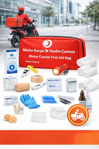 Motor Kurye Trafik İlk Yardım Çantası Tüvtürk Yönetmeliğine Uygun 50 Parça