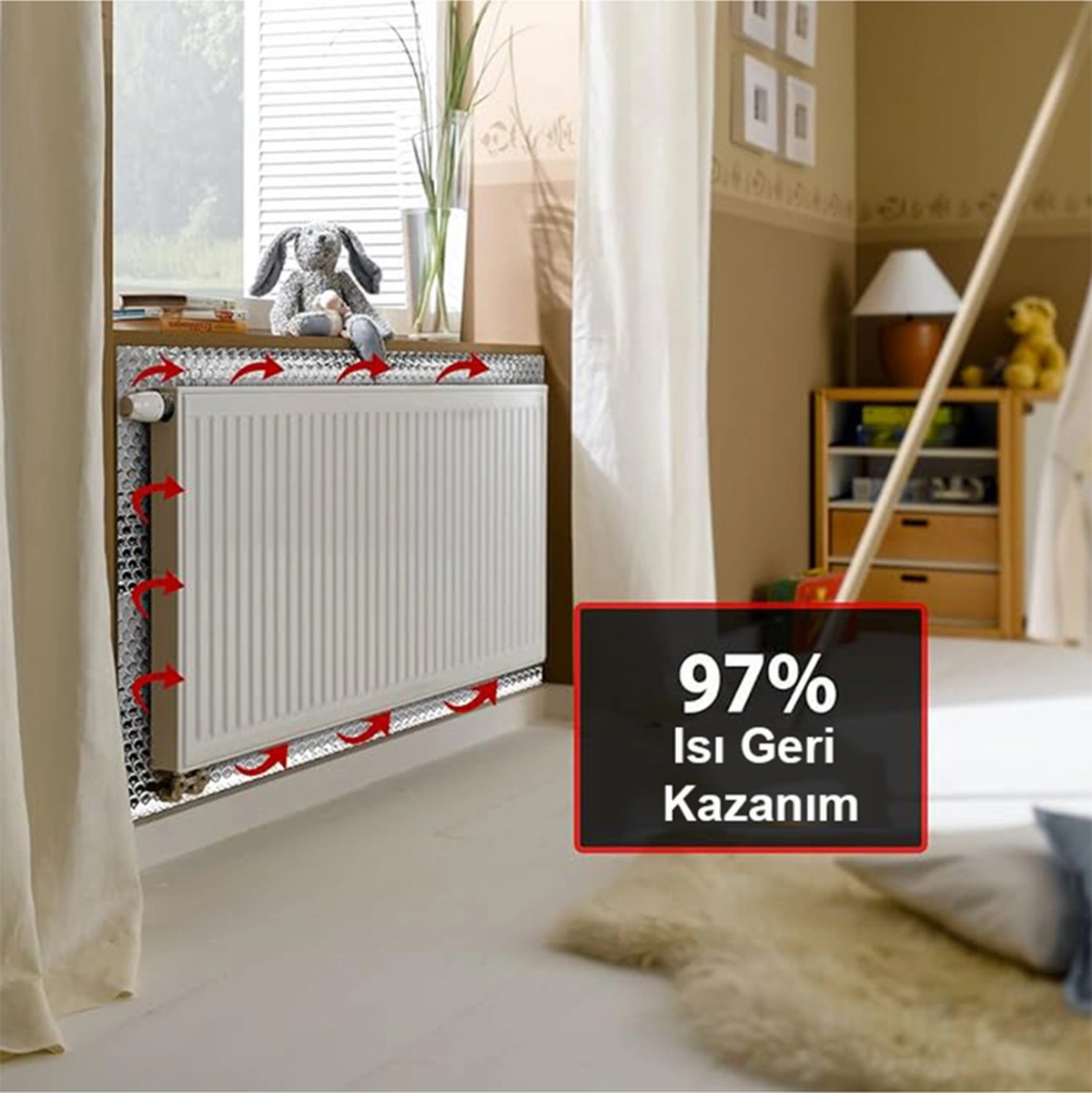 10 Adet Yapışkanlı Isı Yalıtım Levhası 3 Mm Petek Arkası Radyatör Kalorifer Arkalığı Izolasyon Plaka