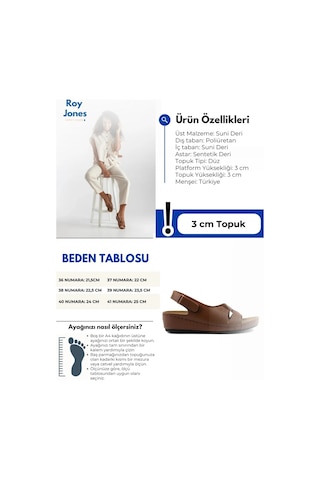 Roy Jones 1817 Ortopedik Cırtlı Topuklu Plaj Kadın Sandalet 167800000339 13 Taba Taba