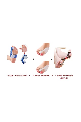 Halluks Valgus Gece Ateli + Silikon Bunyon Ve Egzersiz Lastiği