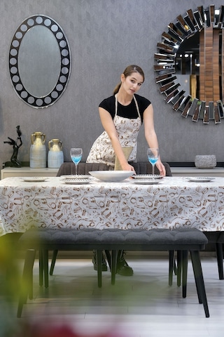Damla Sıvı Geçirmez Masa Örtüsü Ve Mutfak Önlüğü Seti Runner Masa Örtüsü Modelleri Kitchenware
