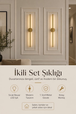 Pey Aksesuar Üçlü Set Duvar Saati Ve Yan Aplik 2 Adet 3lüset-2adetaplik-m61-gold-şeffaf-beyaz-gold