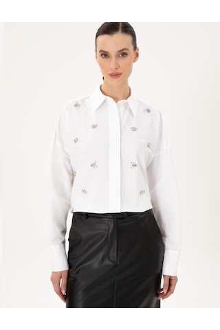Pierre Cardin Kadın Beyaz Gömlek Desenli 50292277-vr013