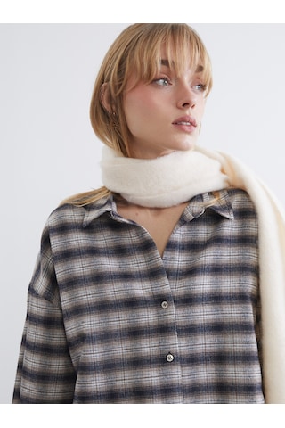 Lcw Vision Kahverengi Ekose Oversize Kadın Oduncu Gömlek