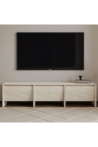 Laris 160 Cm 3 Kapaklı Tasarım Tv Sehpası Traverten