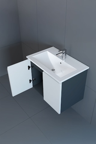 Teta Home Zürih 65 Cm Mdf Gövde Membran Kapak Banyo Dolabı Seti + Boy Dolabı