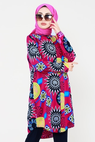 Sevitli Etnik Desenli Viscon Tunik-fuşya-3125-fuşya Fuşya