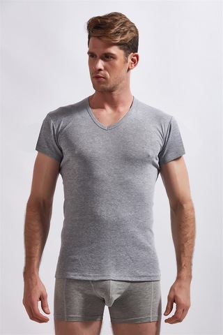 Josejuan 3'lü Erkek Atlet Yarım Kollu V Yaka %100 Pamuk Ribana 3206-siyah - Beyaz - Gri Melanj