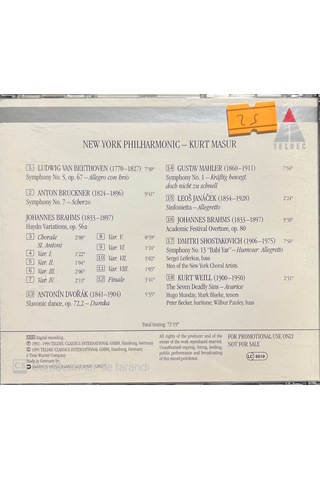 Plak Değildir Cd Dir Cd New York Philarmonic Kurt Masur Europea