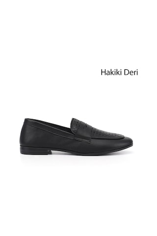 Gönderi(R) Gönderi R Kadın Siyah Baskılı Hakiki Deri Loafer Dyza75645197 Siyah