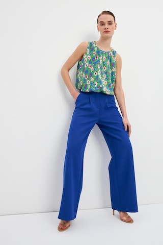 Stella Pulvis Mavi Yüksek Bel Wide Leg Krep Pantolon Mavi