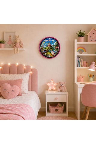 Masal Vadisi Pembe 36 X 36 Cm Çocuk Duvar Saati