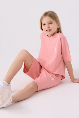 U.S. Polo Assn. Kız Çocuk Pembe Bermuda Takım 5274-43847 Pembe