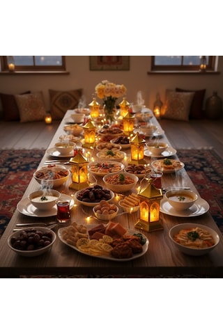 Ramazan Temalı Altıgen Kubbe Led Lamba Sarı