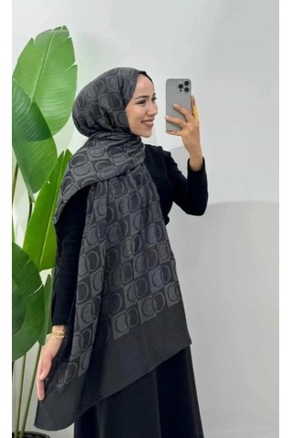 Aminenesil Halka Desen Şal Antrasit Renk