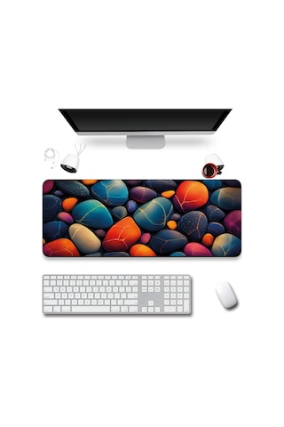 Sonictouch Klavye Mousepad 40x90cm Dikişsiz Pürüzsüz Sıvı Geçirmez Kaymaz Taban Kintsugi Çakılları