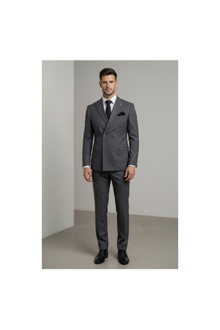 Atlasgiyim Erkek Slim Fit Kruvaze Takım Elbise 2026 Premium Antrasit