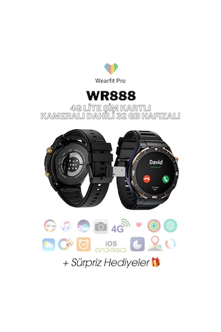 Wearfitpro Wr888 4g Lite Sim Kartlı Kameralı Aı Destekli Nfc Gps 1.54 Inç Yuvarlak Model Akıllı Saat