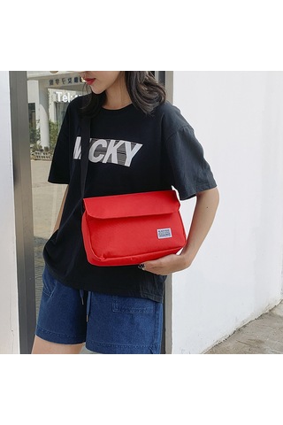 Dachuang "günlük Kullanım Ve Seyahat İçin Flep Kapanışlı Katı Siyah Naylon Crossbody Çanta" Red