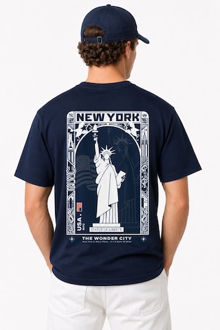 Bayloranzzo New York %100 Pamuk Heavy Cotton Premium Kalite Unisex Tişört Lacivert