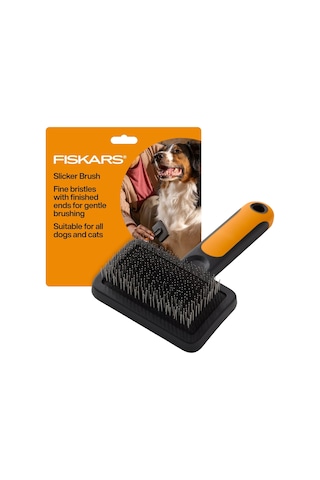 Fiskars Pet Slicker Fırça, Kedi Ve Köpek Fırçası Dökülme İçin, İnce Kıllar Ve Yumuşak Tutamak Nazik