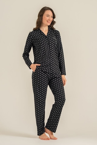 Pierre Cardin Kadın Siyah Nakışlı Gömlek Pijama Takımı Pc9290-s-v1 Pc9290-s-v1