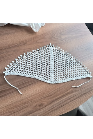 M Doğal Örgü Bandana Beyaz