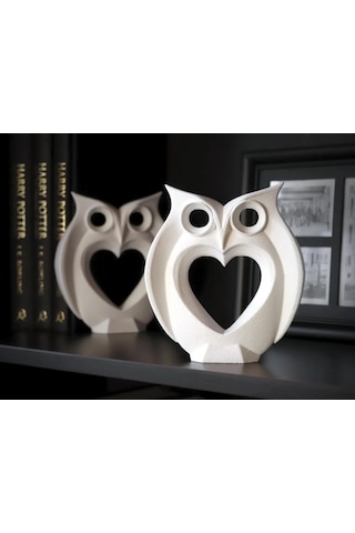 Kalp Detaylı Baykuş Biblo Modern Ve Dekoratif Figür
