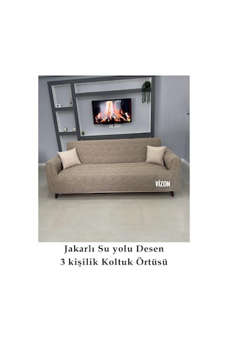 Su Yolu Koltuk Örtüsü, Koltuk Kılıfı, Lastikli 3 Kişilik Vizon Vizon