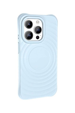 Apple Uyumlu iPhone 14 Pro M-safe Şarj Özellikli Airbagli Mat Görünümlü Zore Hepi Kapak Mavi Açık