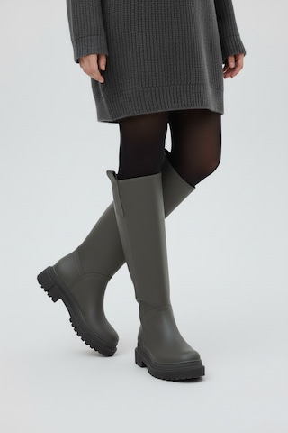 Fox Shoes V973222209 Füme Kalın Tabanlı Kadın Binici Çizmesi Füme