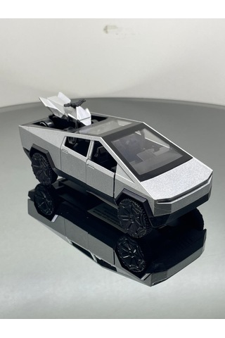 Tesla Cyber Truck 1:32 Ölçek Metal Çek Bırak 12 Cm Oyuncak Araba - Gri