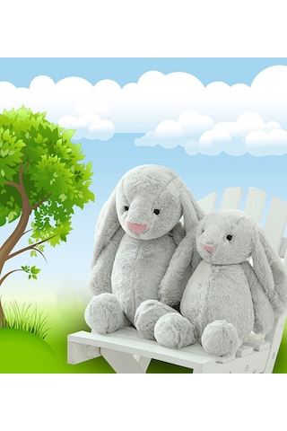 Uyku Arkadaşım Uzun Kulak Bunny Peluş Tavşan 65 Cm Gri