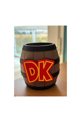 Donkey Kong Varil Kalemlik 3d Baskı Oyun Temalı Masaüstü Kalem Tutucu Sarı