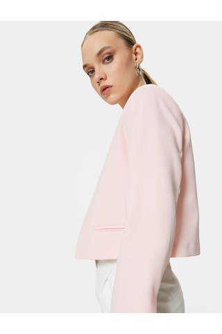 Koton Crop Blazer Ceket Yakasız Cepli Pudra 4sak50044uw 4SAK50044UW272 Pudra