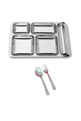 18 Parça Piknik Kahvaltılık Çelik Tabildot Set 6 Adet Çatal ,6 Adet Kaşık ,6 Adet Tabildot Tabak Gümüş