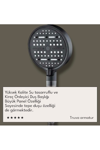 2 Adet Yedek Filtreli Su Tasarruflu Kireç Önlryici Özellikli Duş Başlığı Turbo Basınç Özellikli Siyah