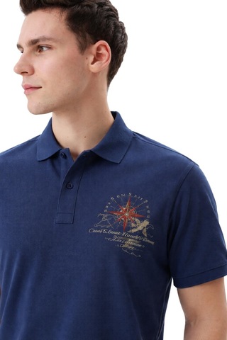 Arma Ar-ma Erkek Polo Yaka Tişört Resim Baskili Örme Kumaş Regular Fit %100 Pamuk 30/1 Çift Toplama Penye Pike Y31374358902 Lacivert-l1