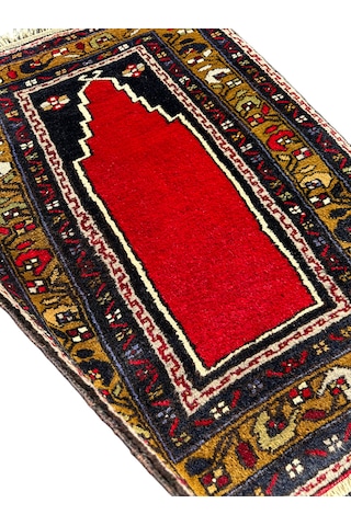El Dokuma Sıfır Ortaköy Halısı 80x110 Lacivert Kırmızı Namazlık