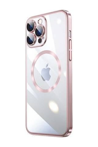 Zeyline Apple Uyumlu iPhone 13 Pro Max Wireless Şarj Özellikli Sert Pc Zore Riksos Magsafe Kapak-rose Gold