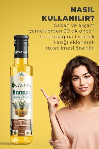 Detoxum Ananas Sirke Doğal Fermantasyon Pineapple Vinegar 250 ML