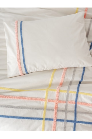 Cotton Box Puff Nakışlı Çift Kişilik Nevresim Takımı Linea Somon Somon