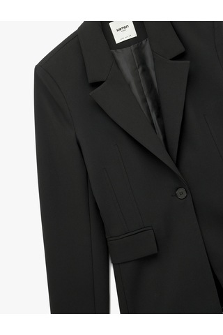Koton Slim Fit Uzun Kollu Cep Detaylı Düğmeli Geniş Yaka Blazer Ceket Siyah 6wak50081uw Siyah